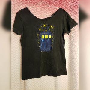 Teefury Tops - Vintage Tardis Starry Night T-Shirt Mash Up XL Teefury Tops - Vintage Tardis Starry Night T-Shirt Mash Up XL